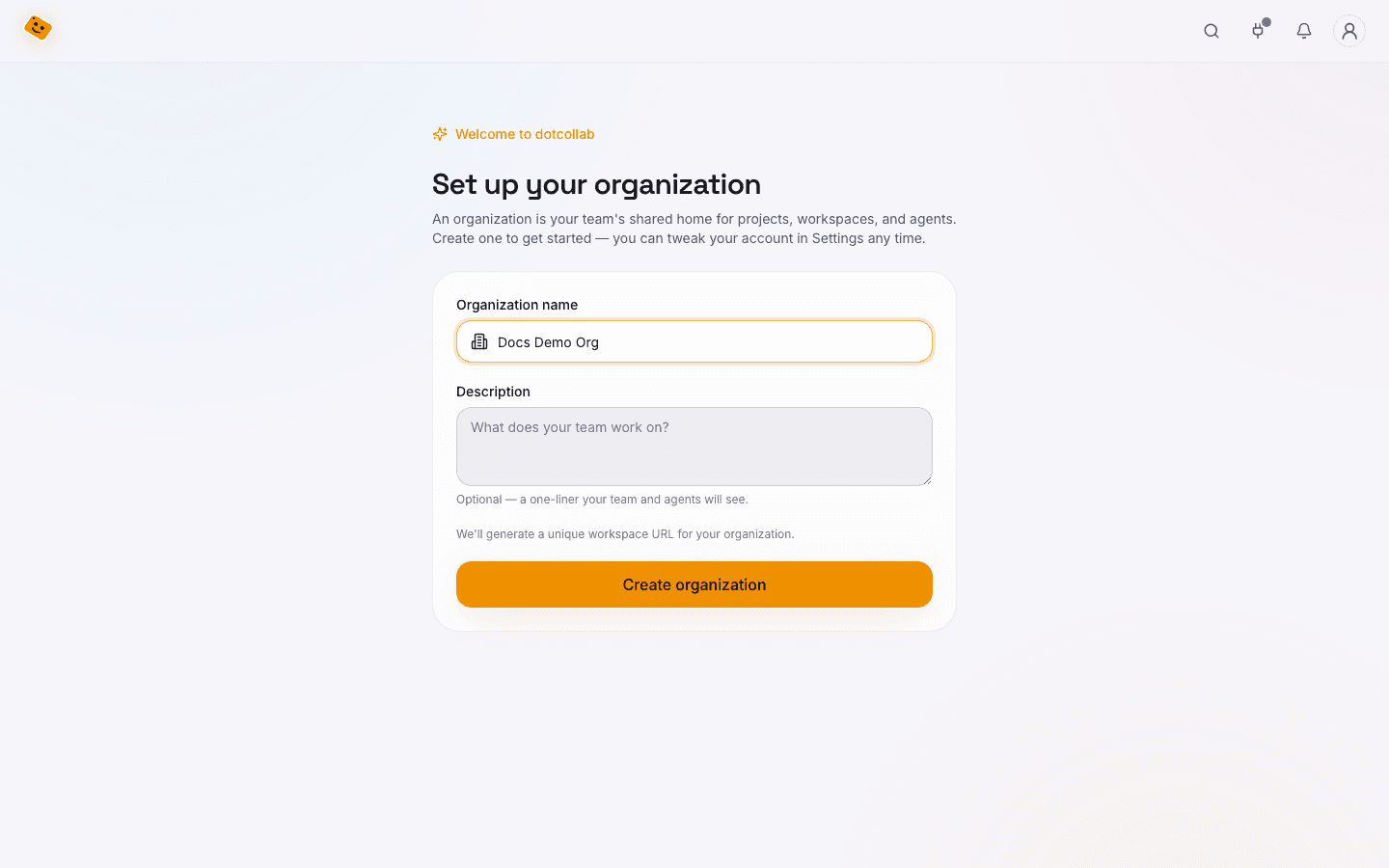Creating an organization
