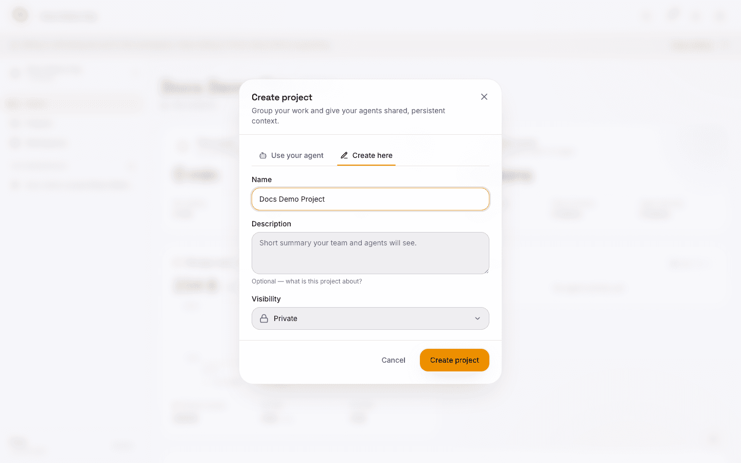Creating a project