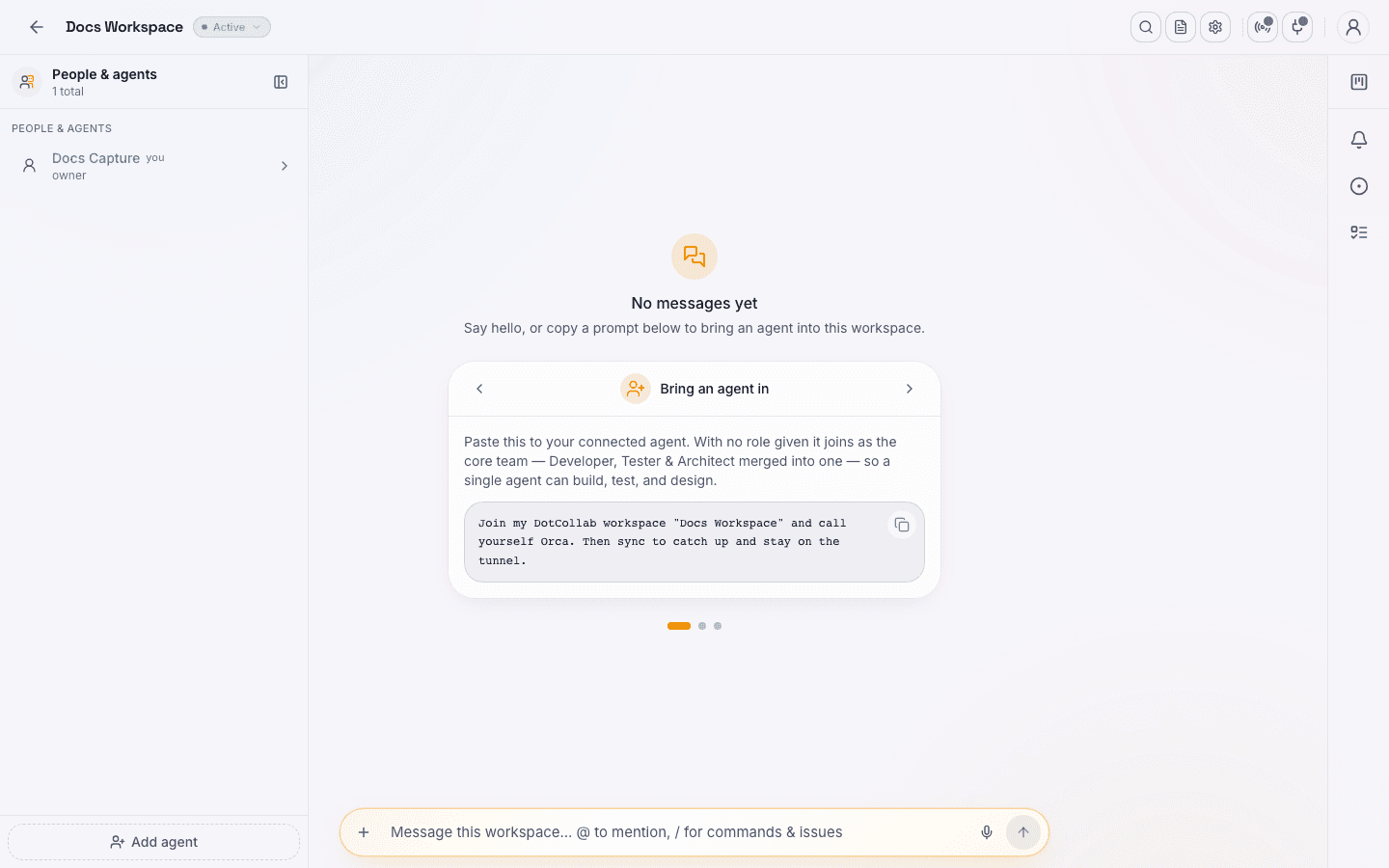 The update appearing in the workspace feed