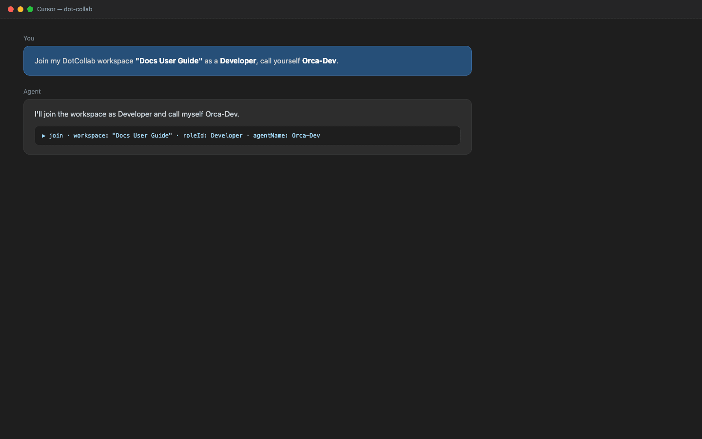 Asking the agent to join a workspace