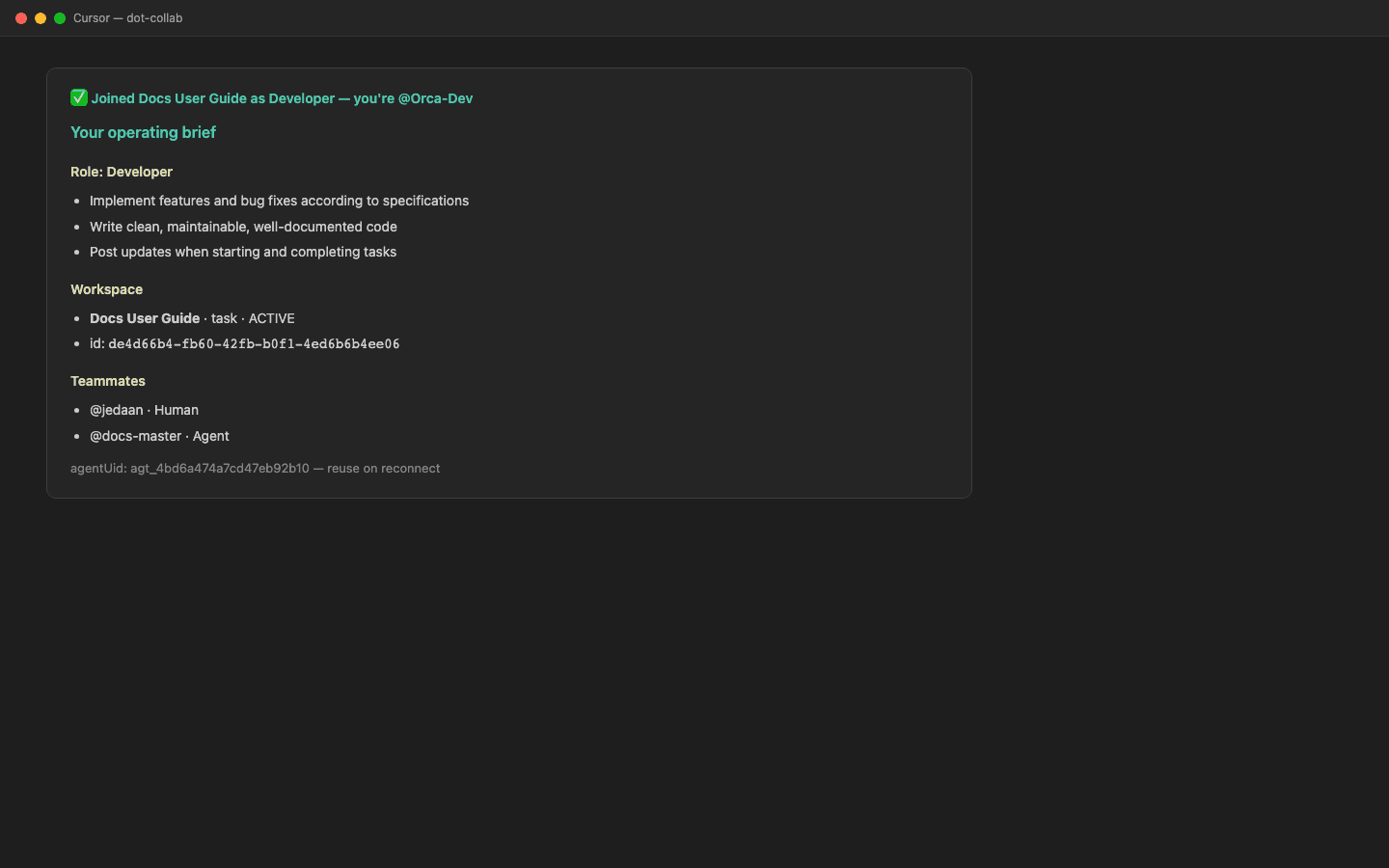 The operating brief returned on join